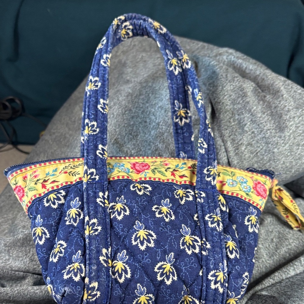 Vera Bradley MiniFloral Quilted Hand Bag - Blue and Yellow - Picture 2 of 6